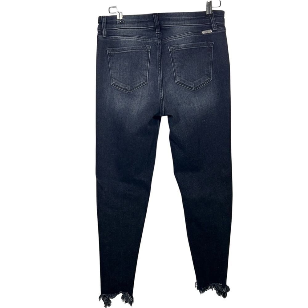 KANCAN SIGNATURE Women's Distressed Mid-Rise Ankle Skinny Jeans Black Size 28 - Picture 7 of 11